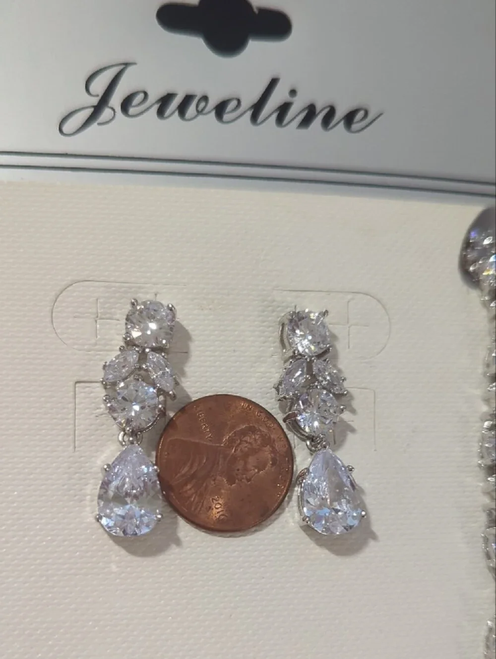 Bridal SilverCubic Zirconia Teardrop Necklace & Earring Set - High Quality Of CZ